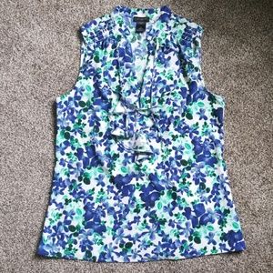 Beautiful Ruffled Watercolor Ann Taylor Blouse